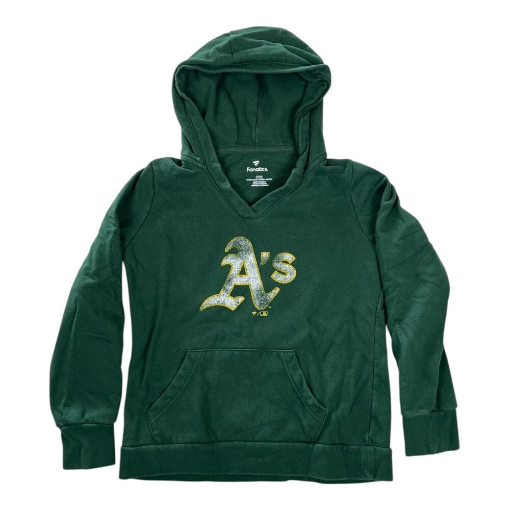 Oakland Athletics Hoodie Women's Medium Green MLB Baseball Fanatics V Neck
